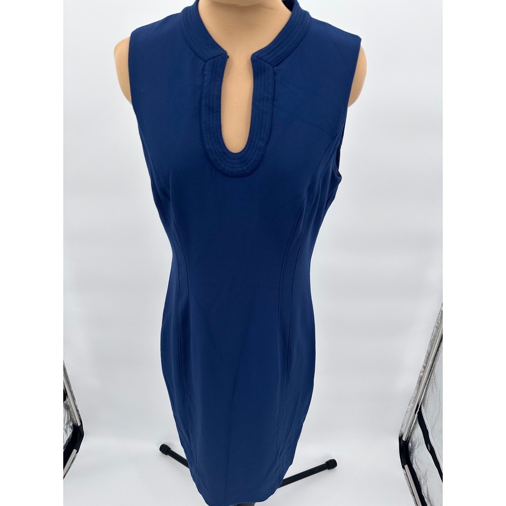 White House Black Market sleeveless Sheath Dress Professional Career Navy Blue‎ - Picture 2 of 8